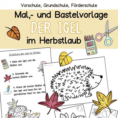 Bastelvorlage Bastelidee Igel im Herbst Winter Kinder Bastelprojekt