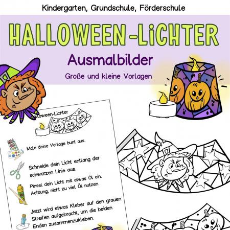 Halloween Windlichter Deko Kinder basteln Bastelvorlage Ausmalbild