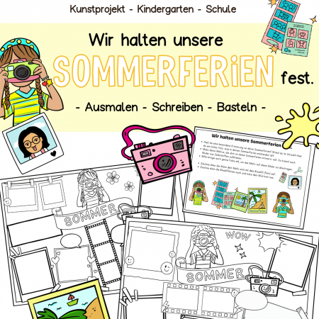 Ausmalbilder, Kunstprojekt Sommerferien, Malen, Basteln Schreiben Kindergarten, Schule, Grundschule