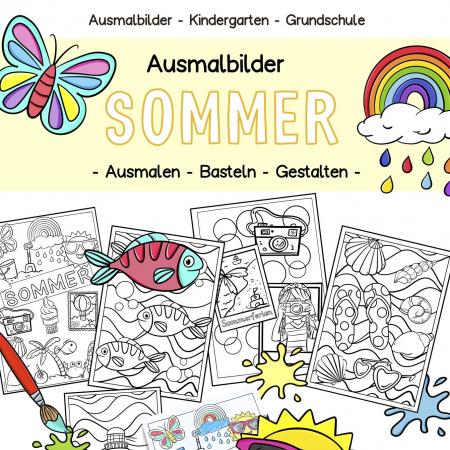 Sommer Ausmalbilder, Kindergarten, Grundschule, OGS, Sommerferien