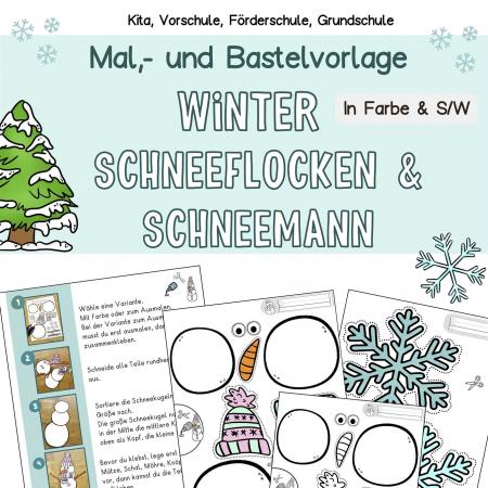 Schneemann, Schneeflocken Ausmalbilder Fensterbilder Bastelvorlage mit Kindern Kindergarten Grundschule Kunstunterricht pdf