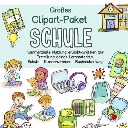 Clipart Schule, Einschulung, Klassenzimmer, Unterrichtsmaterial