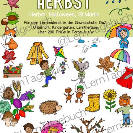 Herbst Cliparts, Wortschatz, Materialerstellung, Bilder, Grafiken