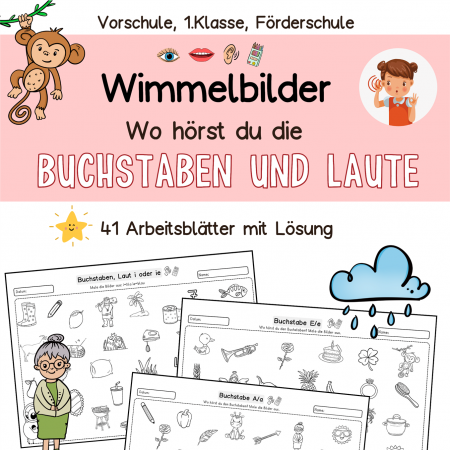 Hörübung Hören, Buchstaben, Laute Vorschule, Deutsch Klasse 1, Fördermaterial, DaZ