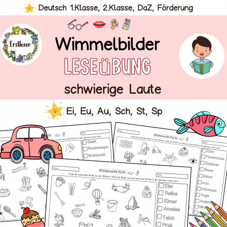 Lesen üben schwierige Laute Klasse 1, Klasse 2