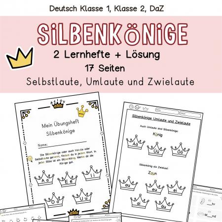 Silbenkönige Vokale Königsbuchstaben Arbeitsblätter Lernheft Klasse 1 2 DaZ