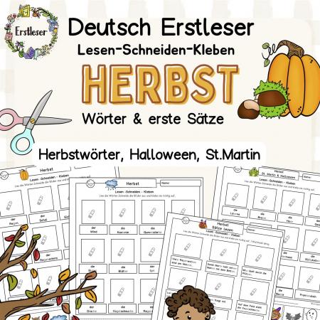 Leseübung Deutsch Lesen lernen Wortschatz Herbst Halloween Klasse 1 2 DaZ Förderschule