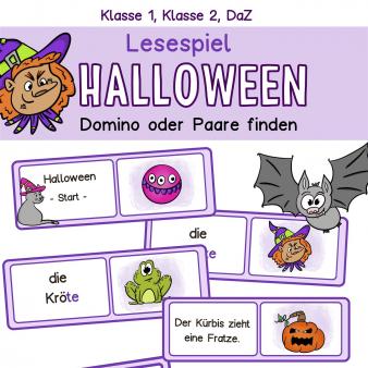 Halloween Lesespiel Lesen Domino Memory Klasse 1 2 DaZ