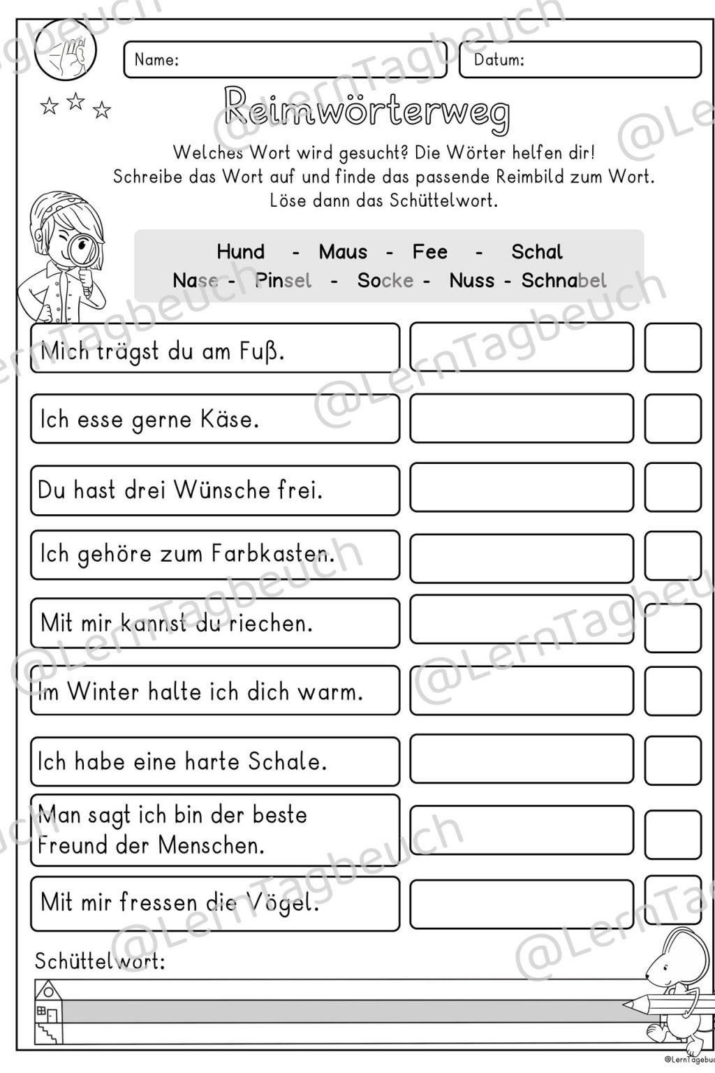 2.Klasse 3.Klasse Lesespaziergang Leserätsel Reimwörter Deutsch