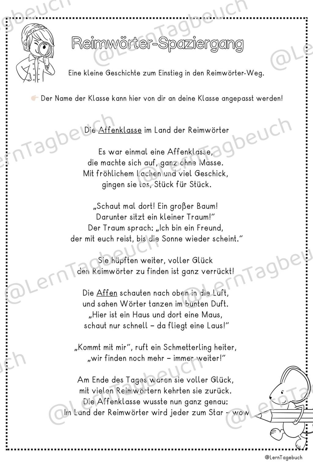 Vorlesegeschichte Reimwörter Deutsch Vorschule Klasse 1 2 3 DaZ