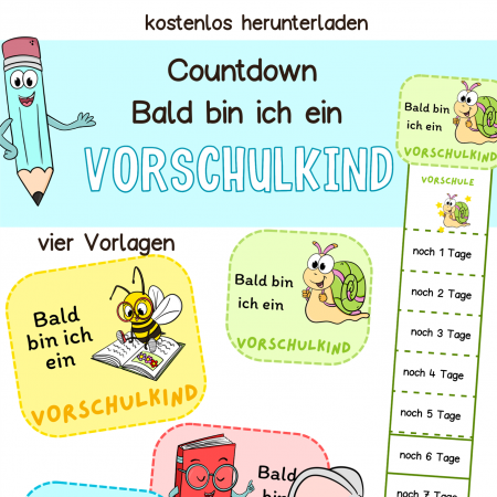 Bastelidee Countdown Vorschulkind, Vorschule, Arbeitsblatt kostenlos