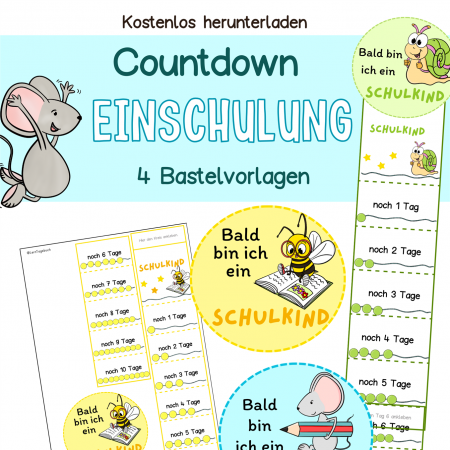 kostenlos, Einschulung Countdown, Schulkind, Bastelidee Schulanfang