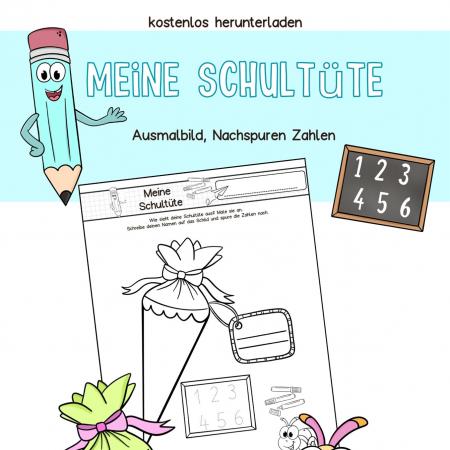 kostenlos herunterladen Schultüte Ausmalbild, Einschulung, erster Schultag