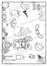 Ausmalbild Zuhören und Malen, Hörverständnis Kinder, Kindergarten, Herbst, Halloween