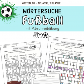 Kostenlos Wörter schreiben, suchen Fußball Klasse 1, Klasse 2, Deutsch