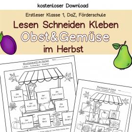 Kostenlose Leseübung Lesen 1.Klasse DaZ Leseblatt Förderschule Herbst Obst und Gemüse pdf