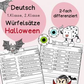 kostenlose Würfelsätze Halloween 1. Klasse, 2. Klasse, DaZ,  Sätze schreiben