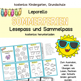 Sommer Ferien Lesepass, Sammelpass Kindergarten, Grundschule