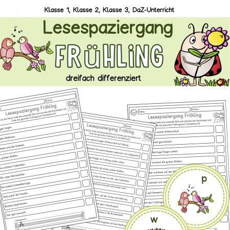 Lesespaziergang Lesen Klasse 1 2 3 DaZ Frühling Lesespiel Deutsch