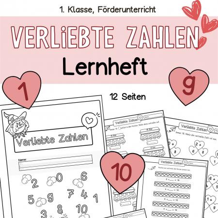 verliebte Zahlen Arbeitsblätter ZR 10 Klasse 1 Mathe Lernheft Übungsblätter