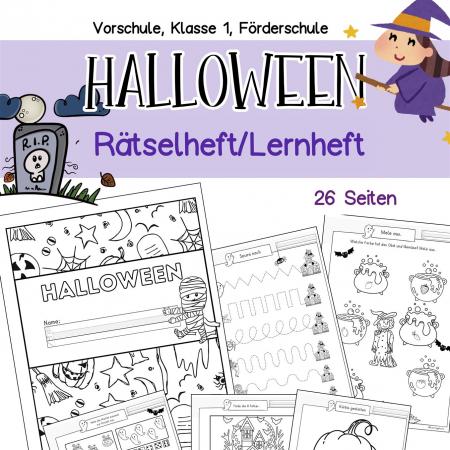 Kinder Rätselheft Lernheft Halloween Vorschule, Klasse 1 Förderschule Arbeitsblätter