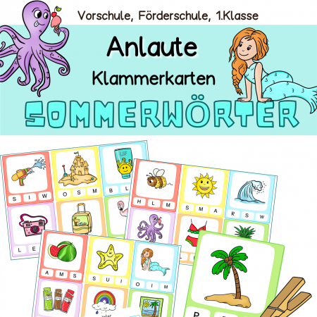 Bilder Anlaute, Buchstaben, Wortschatz Sommer, Vorschule, 1.Klasse, Schulanfang, Förderschule