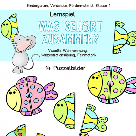 Puzzle Fördermaterial Lernspiel Förderschule Sonderpädagogik  Kinder Kindergarten 1.Klasse Paare finden