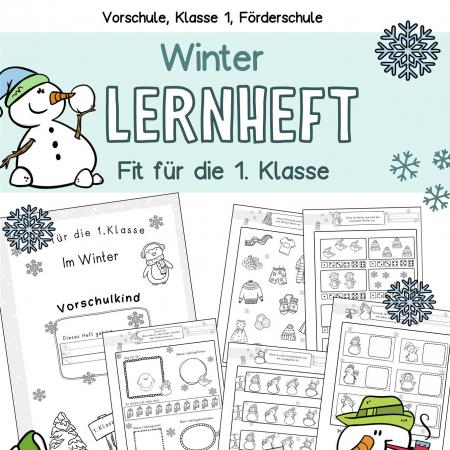 Arbeitsblätter Vorschule Winter Lernheft Übungen Klasse 1, Förderschule