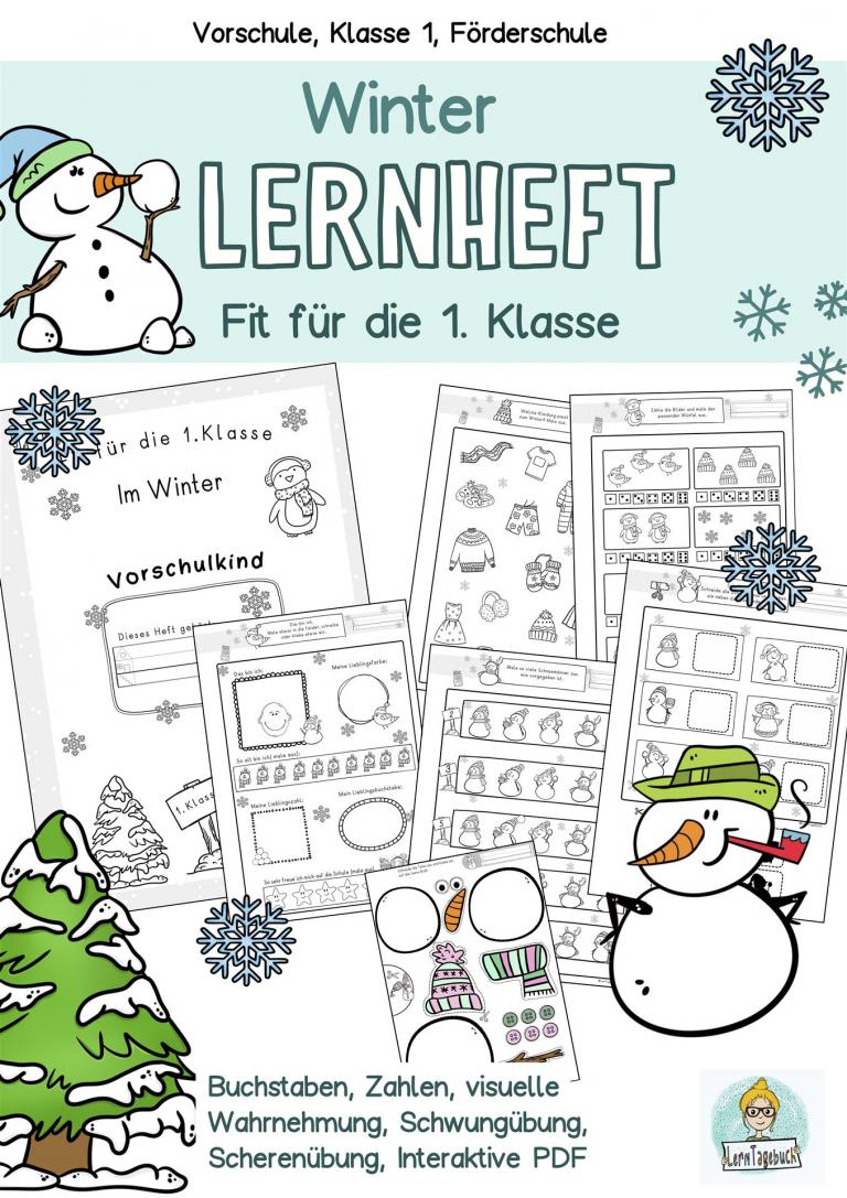 Arbeitsblätter Vorschule Winter Lernheft Übungen Klasse 1, Förderschule