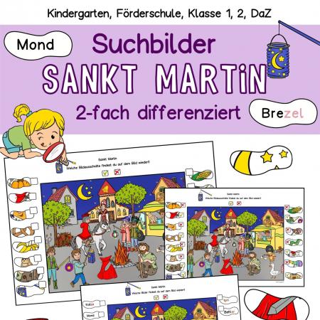 Sankt Martin Suchbilder Wimmelbild Kinder Vorschule Klasse 1, 2, DaZ Förderschule